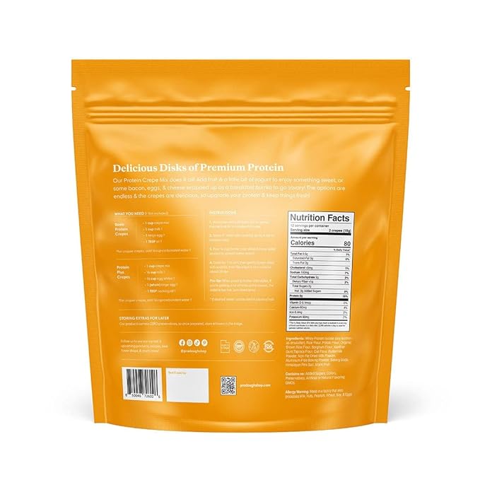 ProDough High Protein- Gluten Free French Crepe Mix, Low Carb, 8g of Protein per Serving, No Added