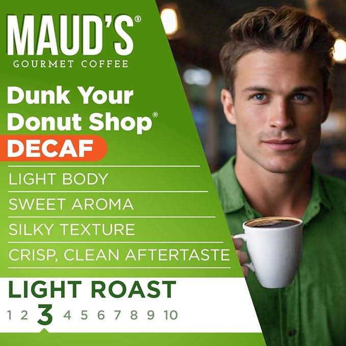 Maud's Decaf Donut Shop Coffee Pods, 100 ct, Decaffeinated Light Roast Coffee in Recyclable Single
