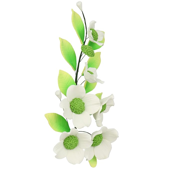 O'Creme Gumpaste Edible Flower Spray for Cake Decorating, White Dogwood - Sugar Paste Flower