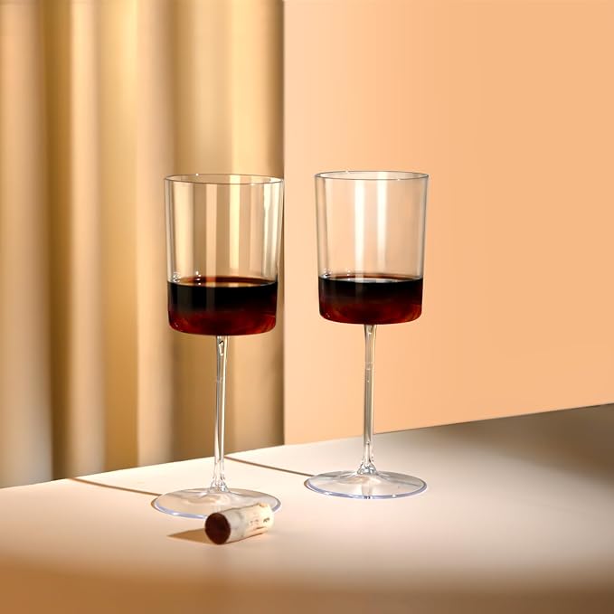 Ciaell 12 Pack Clear Plastic Wine Glasses - 14Oz Plastic Wine Glasses with Stem - Disposable