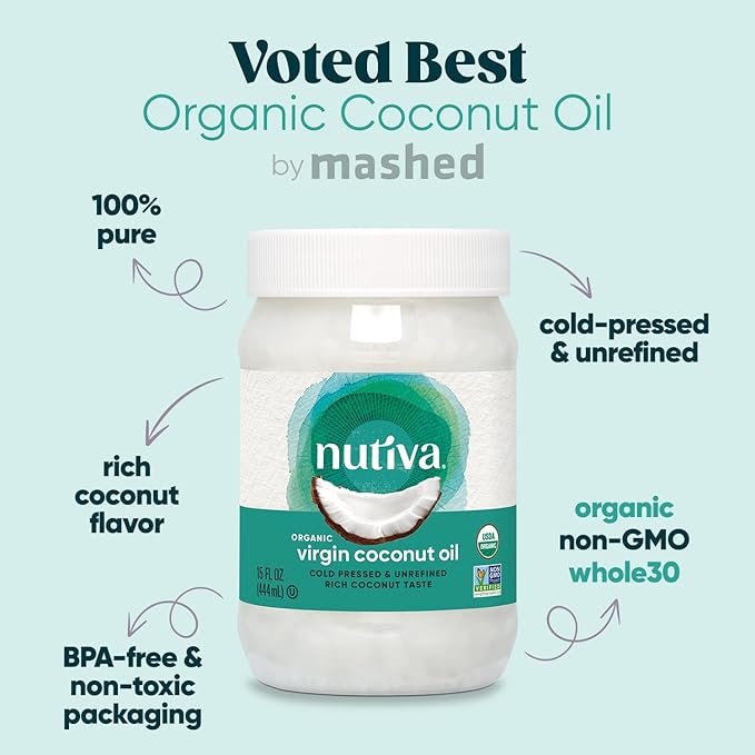 Nutiva Organic, Cold-Pressed, Unrefined, Virgin Coconut Oil from Fresh, non-GMO, Sustainably Farmed