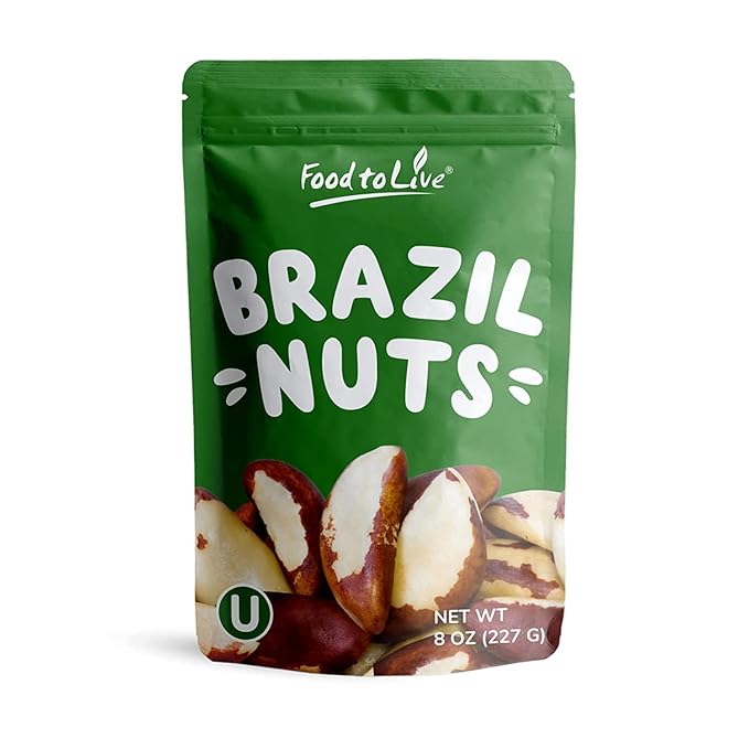 Food to Live Brazil Nuts, 8 Ounces Non-GMO Verified, Raw, Whole, No Shell, Unsalted, Kosher, Vegan