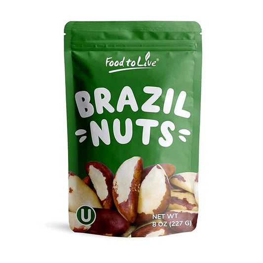 Food to Live Brazil Nuts, 8 Ounces Non-GMO Verified, Raw, Whole, No Shell, Unsalted, Kosher, Vegan