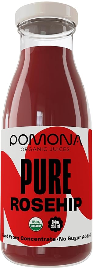Pomona Organic Juices Pure Rosehip Juice, 8.4 Ounce Bottle (Pack of 12), Cold Pressed Organic