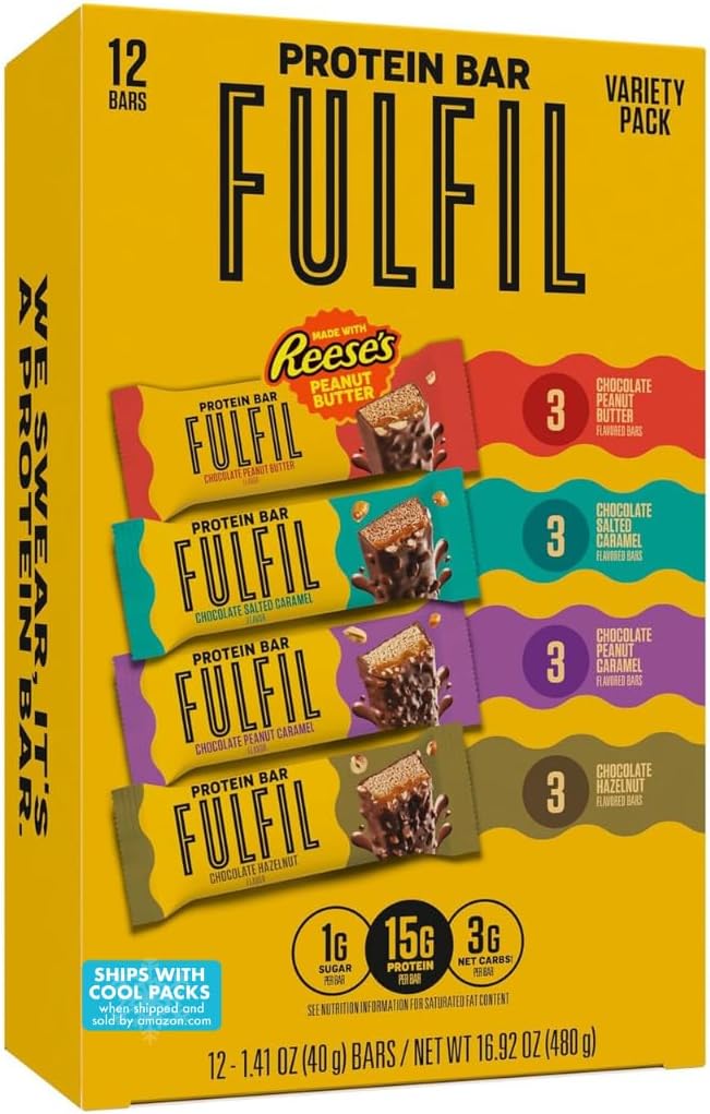 FULFIL Protein Snack Bars, Best Sellers Variety Pack, Gluten Free with 15g Protein, Pantry Staples