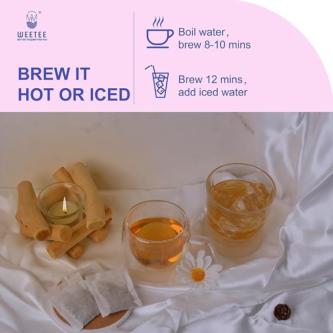 WT WEETEE Chamomile & Passionflower Nighty Herbal Tea Bags 50 Counts, Includes Spearmint, Valerian