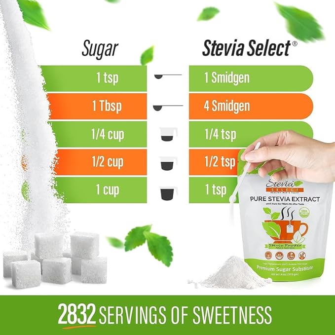 Stevia Select Organic Stevia Powder - Sugar Free Plant Based Stevia Sweetener Non GMO Pure Stevia
