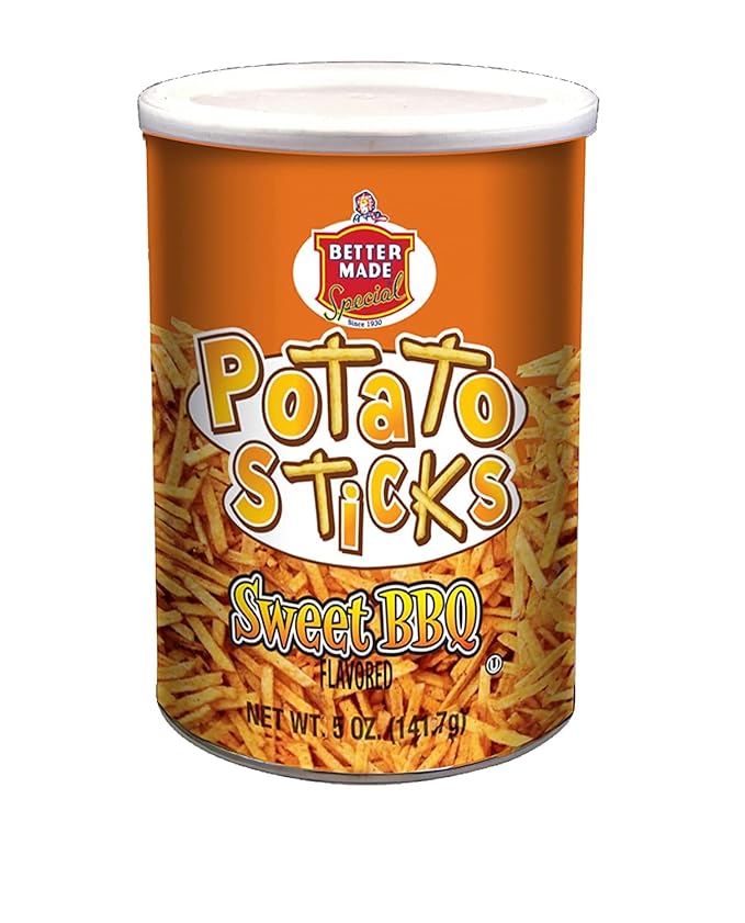 Better Made Potato Sticks 5oz Canister - (Sweet BBQ, 12 Can Tray) Shoestring Potato Sticks - Gluten