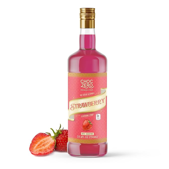 ChocZero Flavoring Syrup, Strawberry Flavor, Sugar Free Syrup for Drinks, Keto Friendly, 25.4 Fluid
