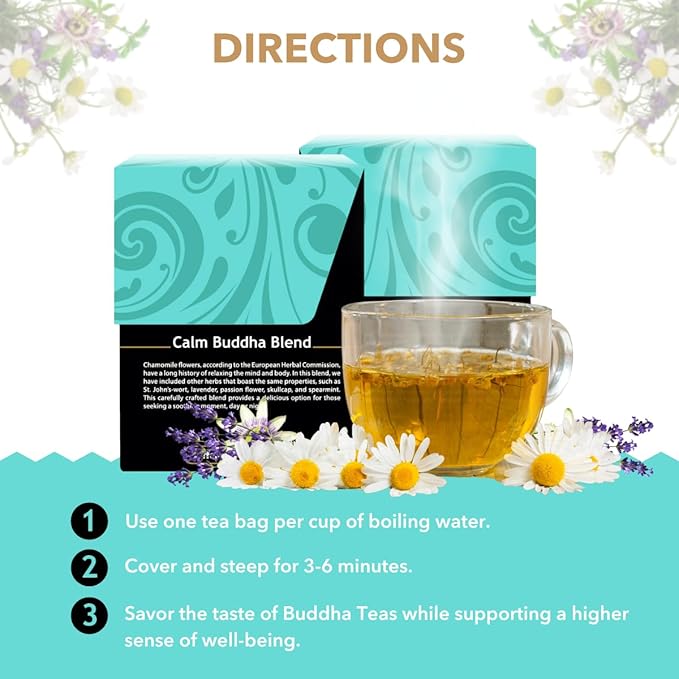 Buddha Teas - Calm Buddha Blend - Organic Herbal Tea - For Health & Wellbeing - Blend of Organic