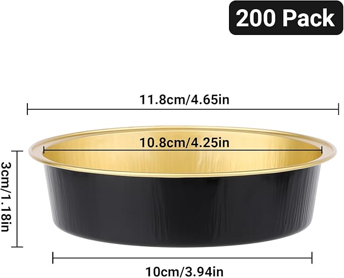 Beasea Aluminum Ramekins 200 Pack, 4" 7.3oz 215ml Disposable Baking Foil Cups Mini Ramekin Cup No