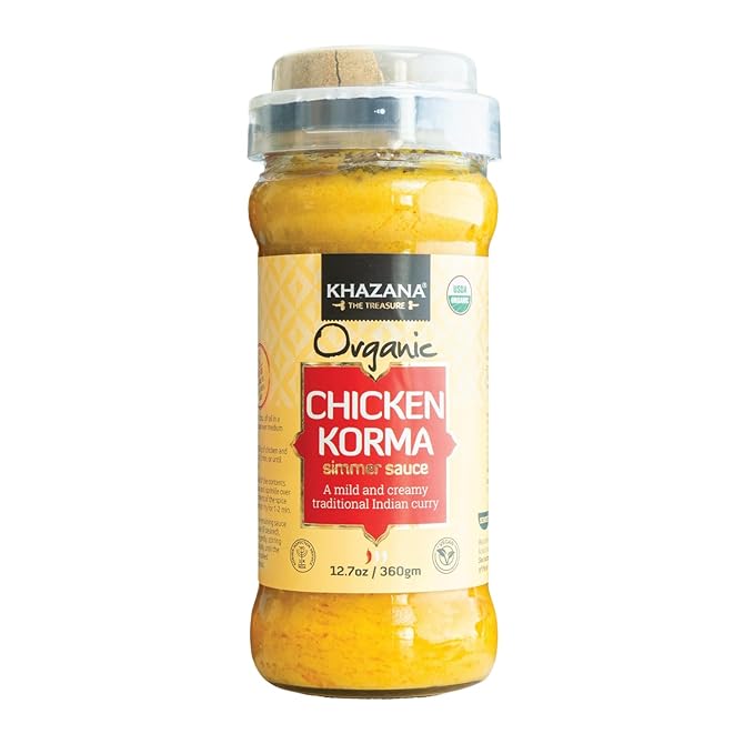 Khazana ORGANIC Chicken Korma Indian Simmer Sauce - 12.7oz Jars | Non-GMO, Vegan, Gluten Free