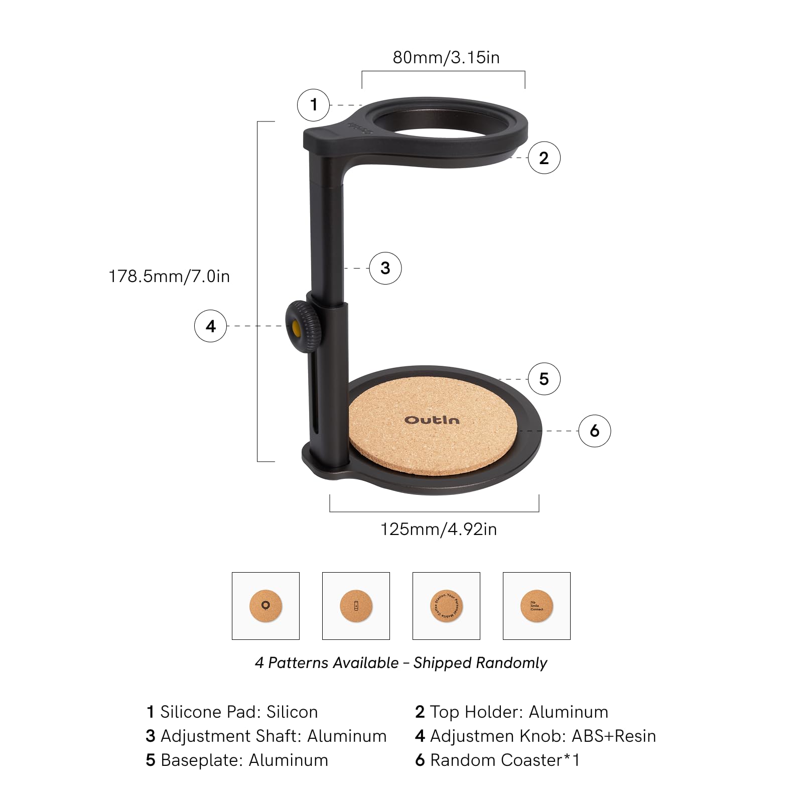 OutIn Detachable Universal Coffee Stand with Cork Pad