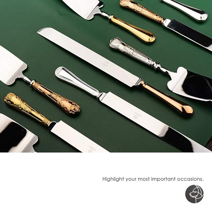 2 Piece Wedding Cake Server Set,18/10 Stainless Steel Dessert Set Pie Server Cake Cutter Knife for