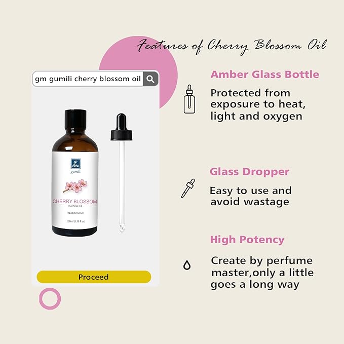 Cherry Blossom Essential Oil, Fragrance Oil for Candle Soap Making, Perfume for Women, Gift for Her