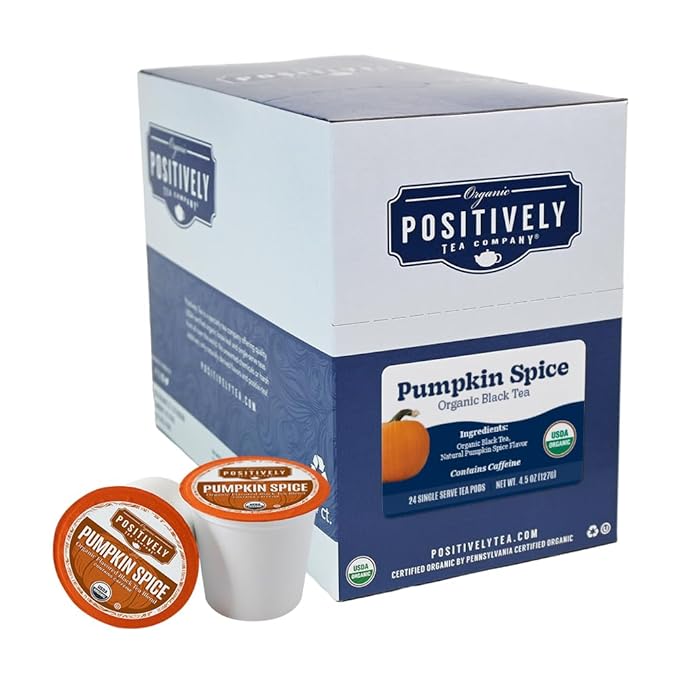 Organic Positively Tea Company, Pumpkin Spice Black Tea, K-Cup Compatible, 24 Pods