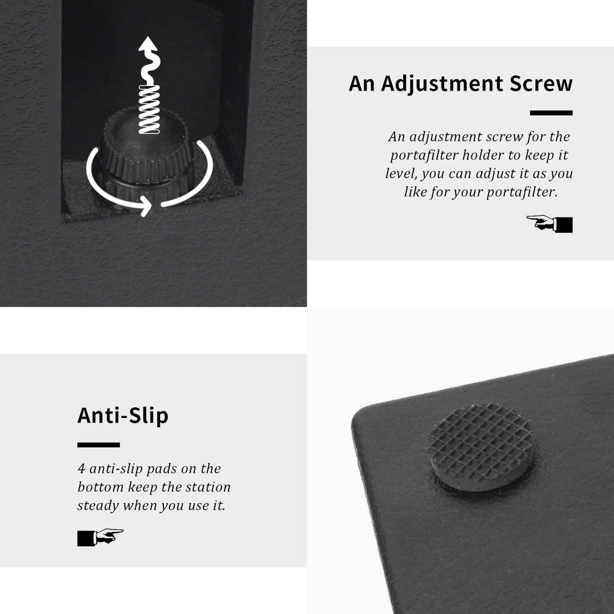 Ezebesta 54mm-58mm Tamper Station Anti-Slip Espresso Black Tamping Stand Solid Holder for