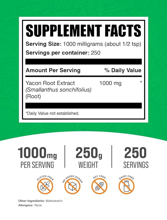BulkSupplements.com Yacon Root Extract Powder - Natural Sweetener, Yacon Root Powder - Traditional