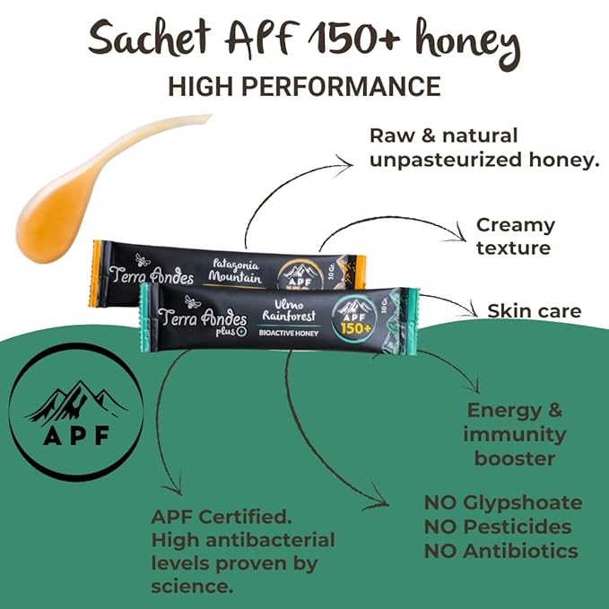 Organic Raw Honey Sachets 24 units by Terra Andes Plus - Ideal for Travel, Sports, Superfood Snacks