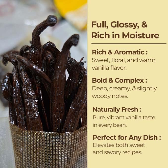 10 Whole Vanilla Beans Grade A+, Premium Bulk Vanilla Bean Pods For Making VanillaExtract and