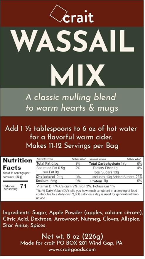Classic Wassail Drink Mix, Christmas Wassail Spiced Cider Mix, Winter Apple Cider Mulling Blend