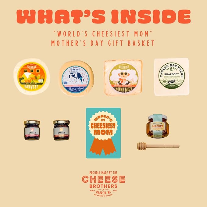 Cheese Bros. "World's Cheesiest Mom" Gift Box | Fresh from Wisconsin | Includes Mozzarella