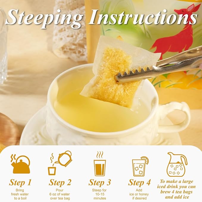 WT WEETEE Ginger Tea Bags, 100 Count Pure Ginger Root Tea, Warm & Spicy, Natural Caffeine Free