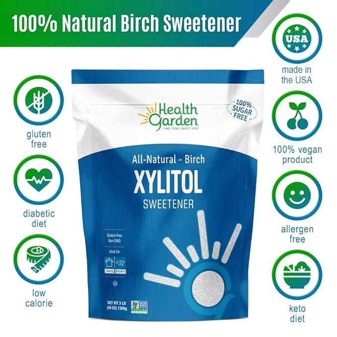 Health Garden Birch Xylitol Sweetener - 2.5 LB Resealable Bag - Pure Birch Xylitol - Non GMO