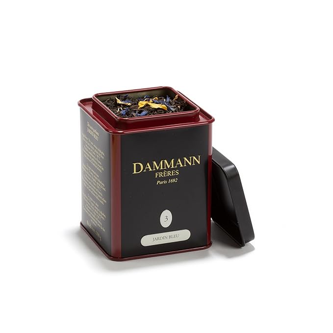 Dammann Freres Loose Leaf, Jardin Bleu, Premium Gourmet French Black Tea, Blend Strawberry, Rhubarb