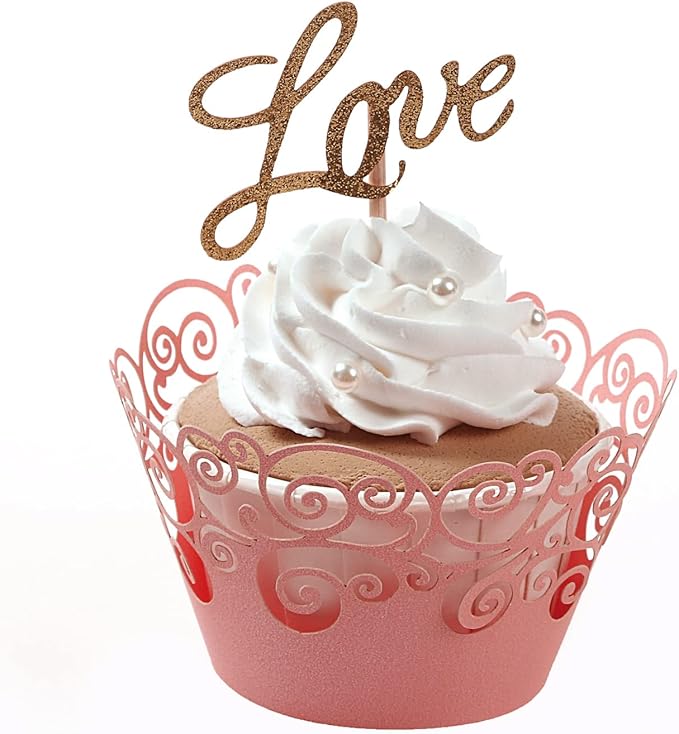 Cupcake Wrappers, KPOSIYA 100 Pack Cupcake Wraps Filigree Artistic Bake Cake Paper Cup Little Vine