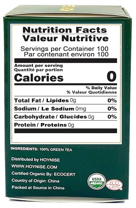 HOYNISE - USDA Organic Green Tea Loose Leaf - High Antioxidant - Zero Artificial Flavorings &