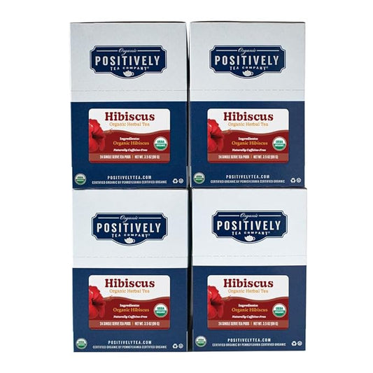 Organic Positively Tea Company, Hibiscus Herbal Tea, K-Cup Compatible, 96 Pods