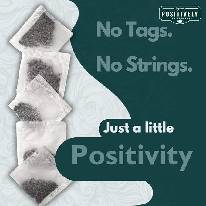 Organic Positively Tea Company, Raspberry Rosé, Herbal Tea Bags, 100 Count, Eco-Friendly Tea Bags