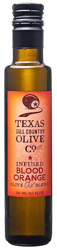 Texas Hill Country Olive Co Blood Orange Infused Olive Oil - Cold Pressed Gourmet EVOO Olive Oil