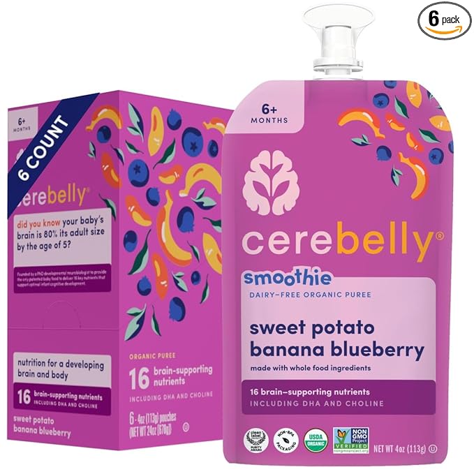 Cerebelly Organic Baby Food Pouches ??Dairy Free Smoothies for Toddlers | No Added Sugar, Fiber