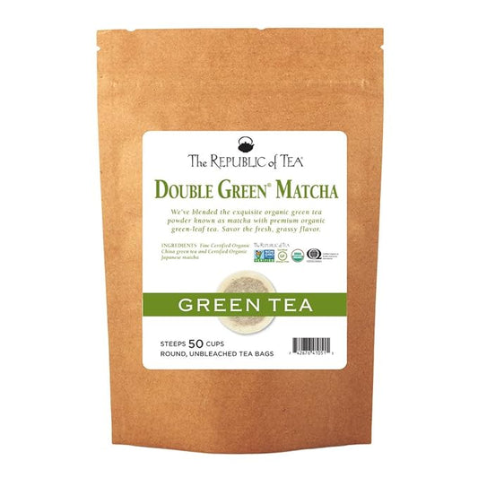 The Republic of Tea Double Green Matcha, 50 Tea Bags, Gourmet Blend of Organic Green Tea And Matcha