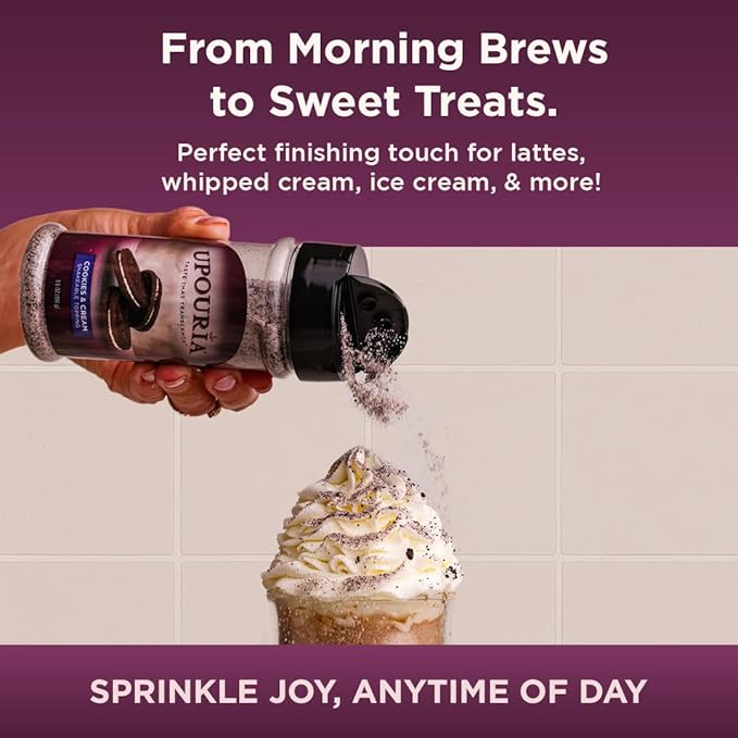 Upouria Cookies & Cream Coffee Topper, Vegan, Rich Flavor Enhancer for Coffee, Hot Chocolate, Ice
