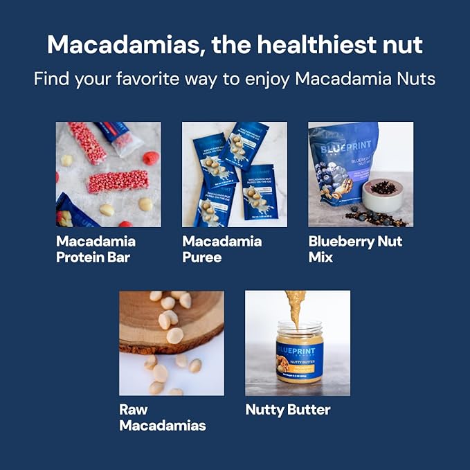 Blueprint Bryan Johnson Raw Macadamia Nuts - No Palm Oil - Keto and Low Carb Snack - No Added
