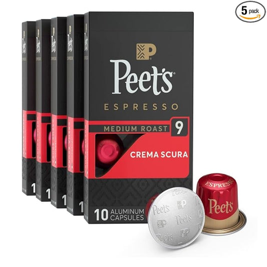Peet's Coffee, Medium Roast Espresso Capsules, Compatible with Nespresso Original Machine - Crema
