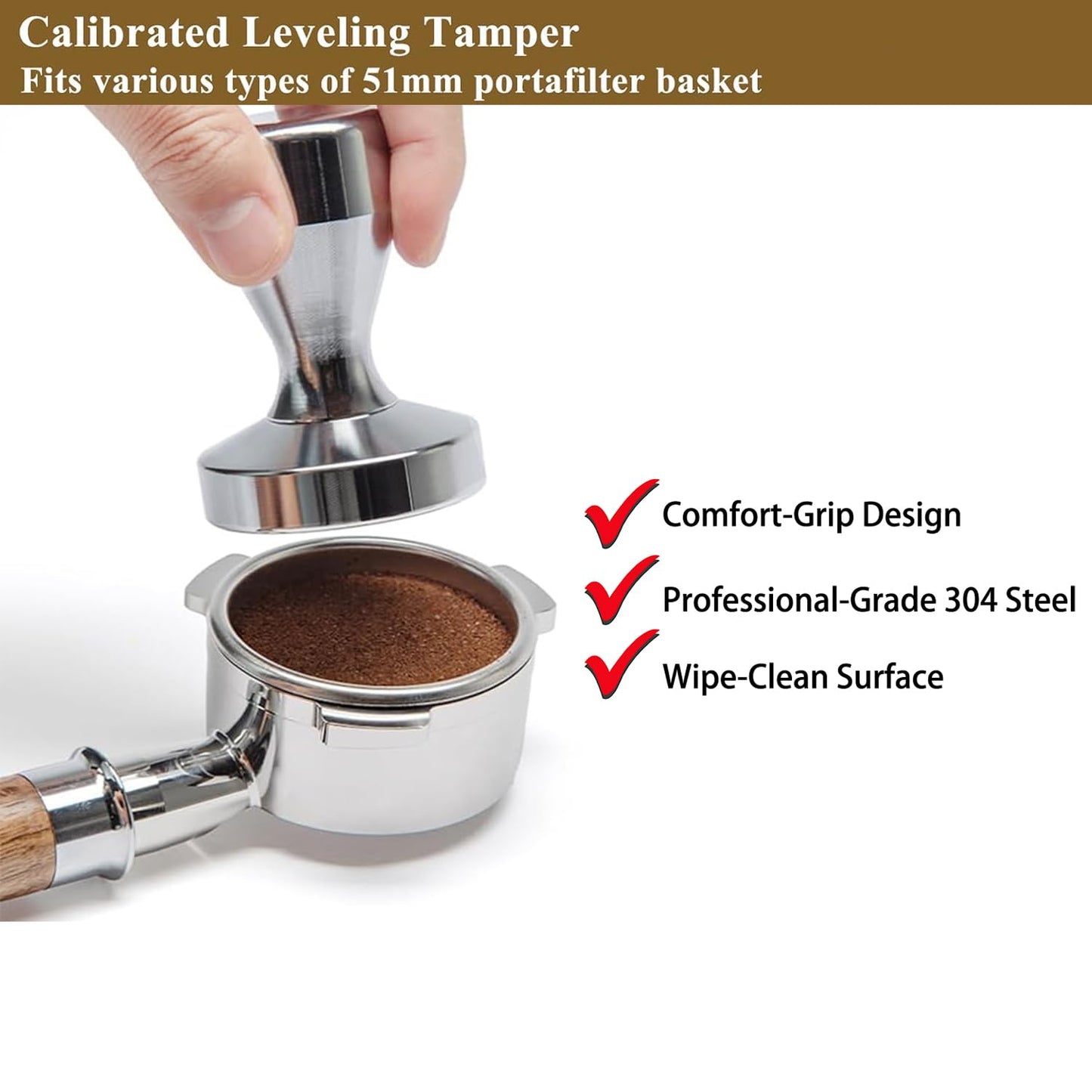 Espresso Accessories Kit 51mm Tamper: 51mm Espresso Tamper Set Barista Tools Including Coffee