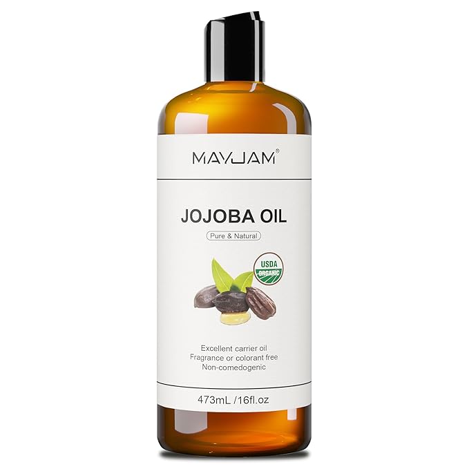 16 Oz Jojoba Oil for Skin, USDA Certified Cold Pressed Jojoba Oil for Hair, Face, Body, Ear