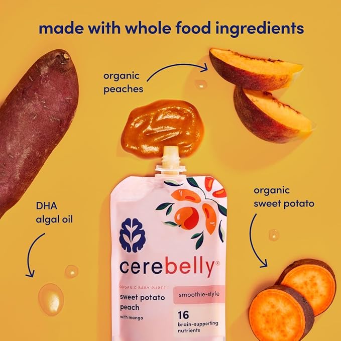 Cerebelly Organic Baby Food Pouches ??Dairy Free Smoothies for Toddlers | No Added Sugar, Fiber