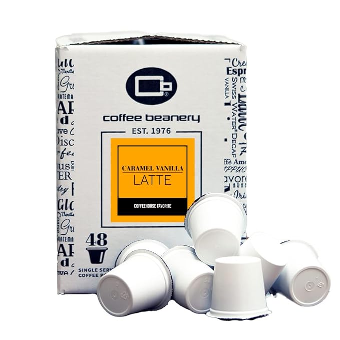 Caramel Vanilla Latte Coffee Pods by Coffee Beanery | 192ct Bulk Flavored Coffee Pods Medium Roast