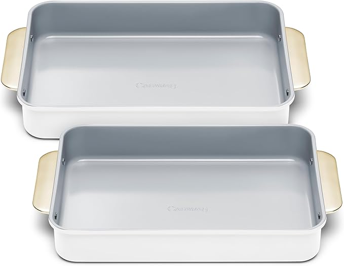 Caraway Non-Stick Ceramic 9”x13” Rectangle Pan Duo - Naturally Slick Ceramic Coating - Non-Toxic
