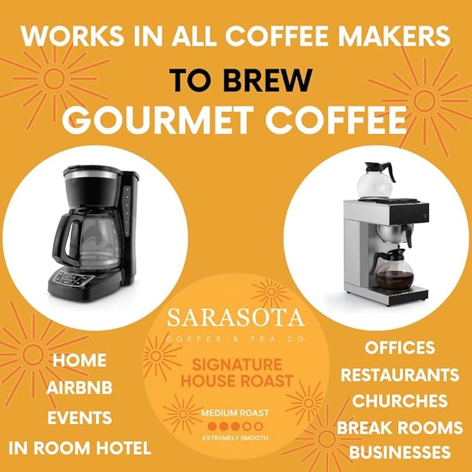 Sarasota Coffee Ground Packets | Gourmet Medium Roast Ground Coffee Packs | Breakfast Blend | Low