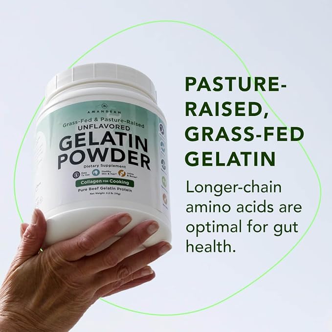 AMANDEAN Premium Gelatin Powder XL. Grass-Fed Beef Collagen Protein Supplement. Unflavored. Healthy