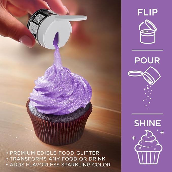 Bakell - Pollipop Purple Tinker Dust (5g, 1x Jar) Edible Glitter for Food, Desserts, and Beverages!