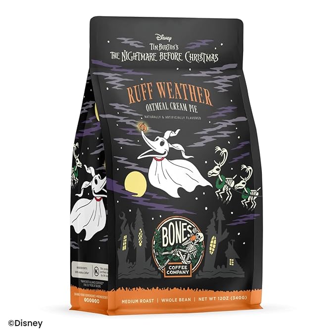 Bones Coffee Company The Nightmare Before Christmas Ruff Weather Flavored Coffee Beans, Medium