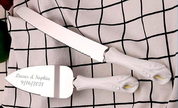 GIFTS INFINITY® Personalized Wedding Cake Knife and Server Set ??Free Engraving (Lily) | Custom