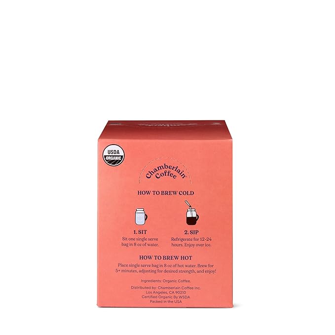Chamberlain Coffee Social Dog Blend Cold Brew Singles - Full Bodied, Medium Roast Organic Coffee